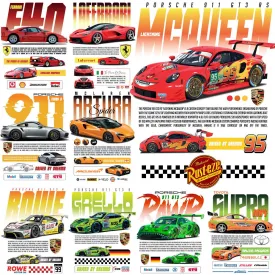 9 Sport Cars Streetwear Designs Bundle PNG PDF