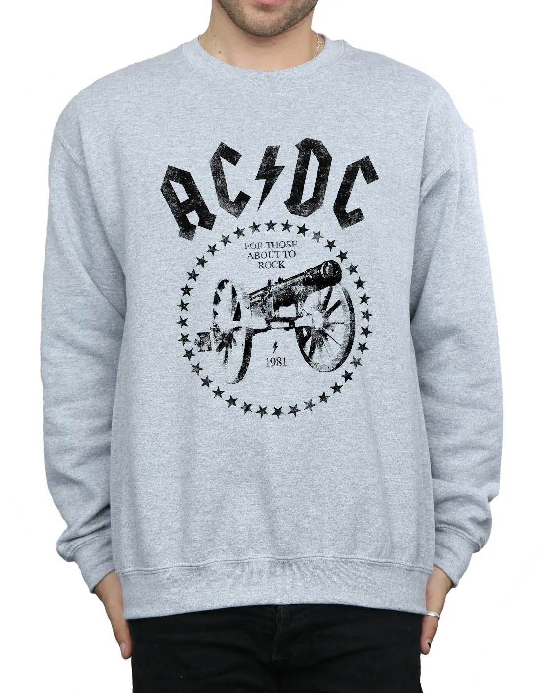 AC/DC Mens We Salute You Cannon Cotton Sweatshirt