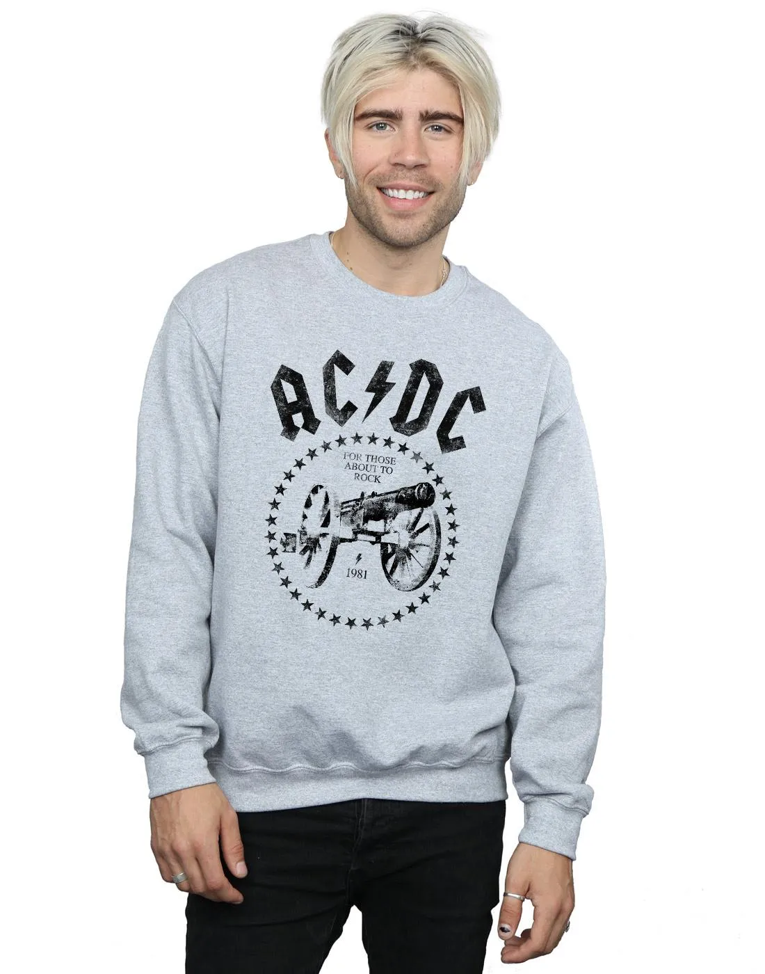 AC/DC Mens We Salute You Cannon Cotton Sweatshirt