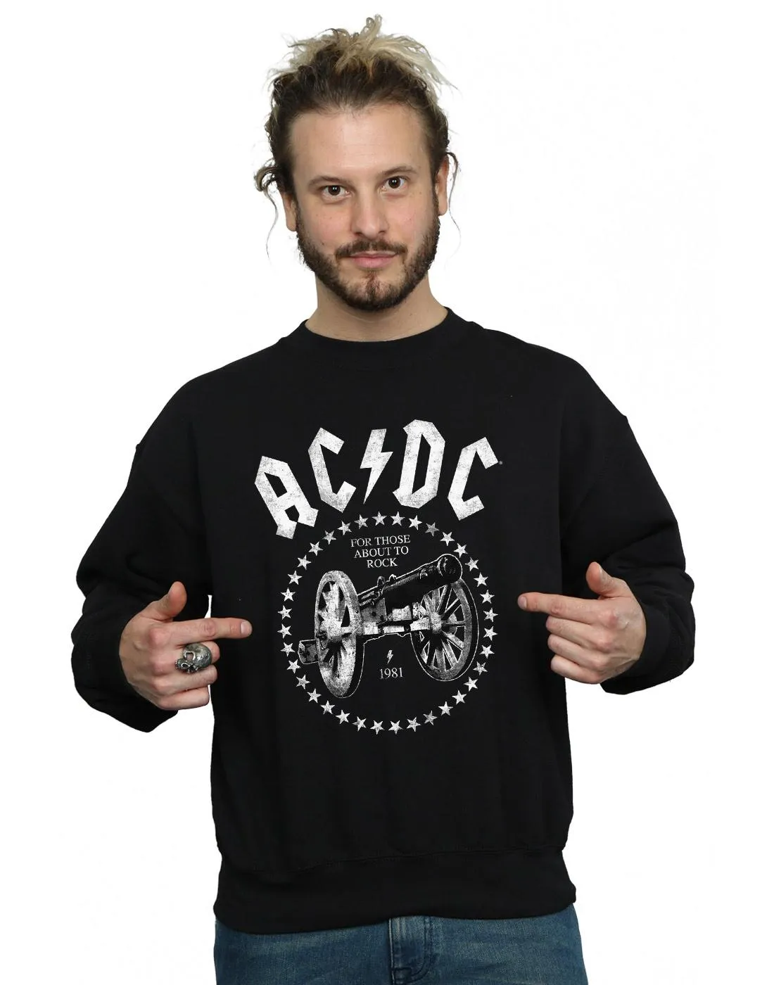 AC/DC Mens We Salute You Cannon Cotton Sweatshirt