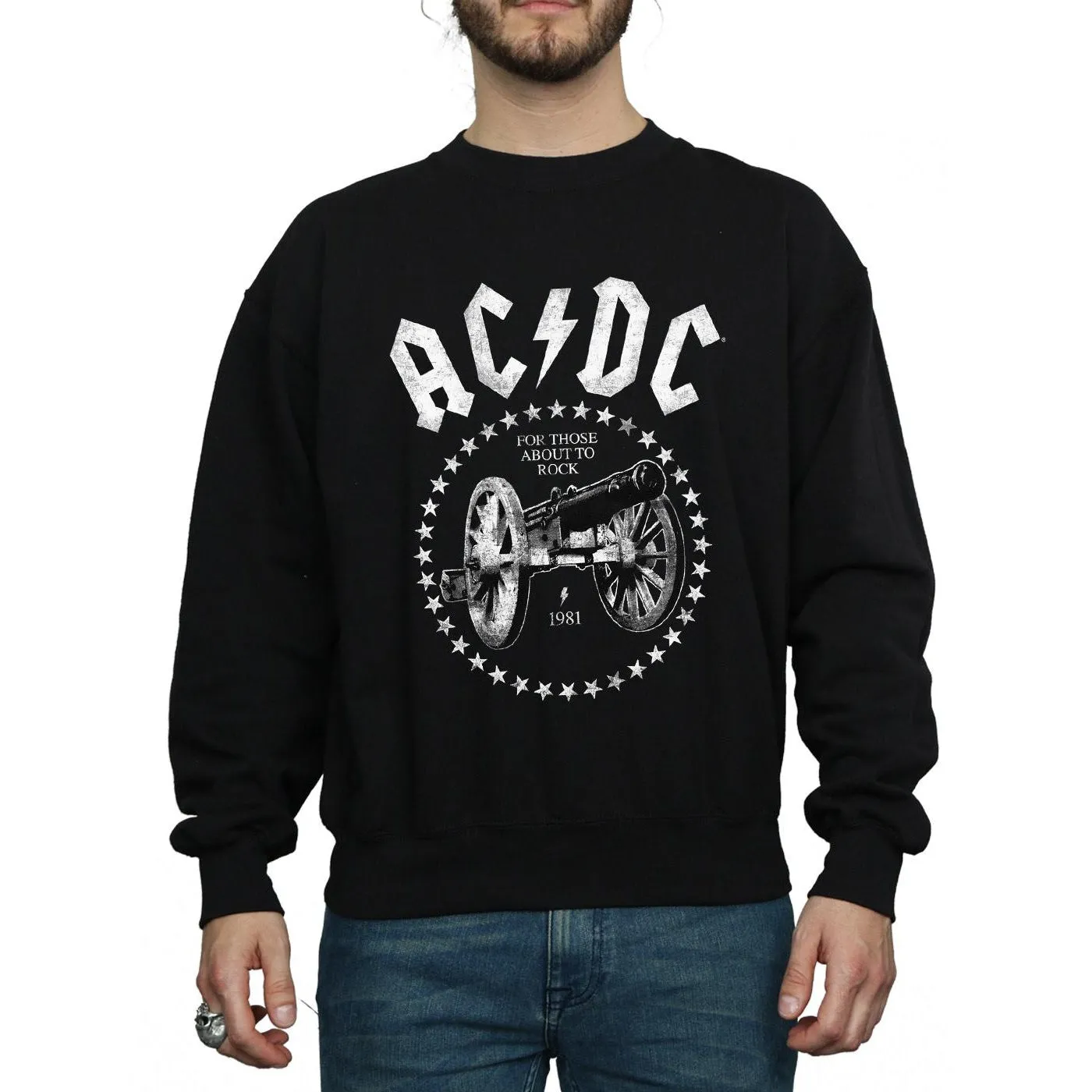 AC/DC Mens We Salute You Cannon Cotton Sweatshirt