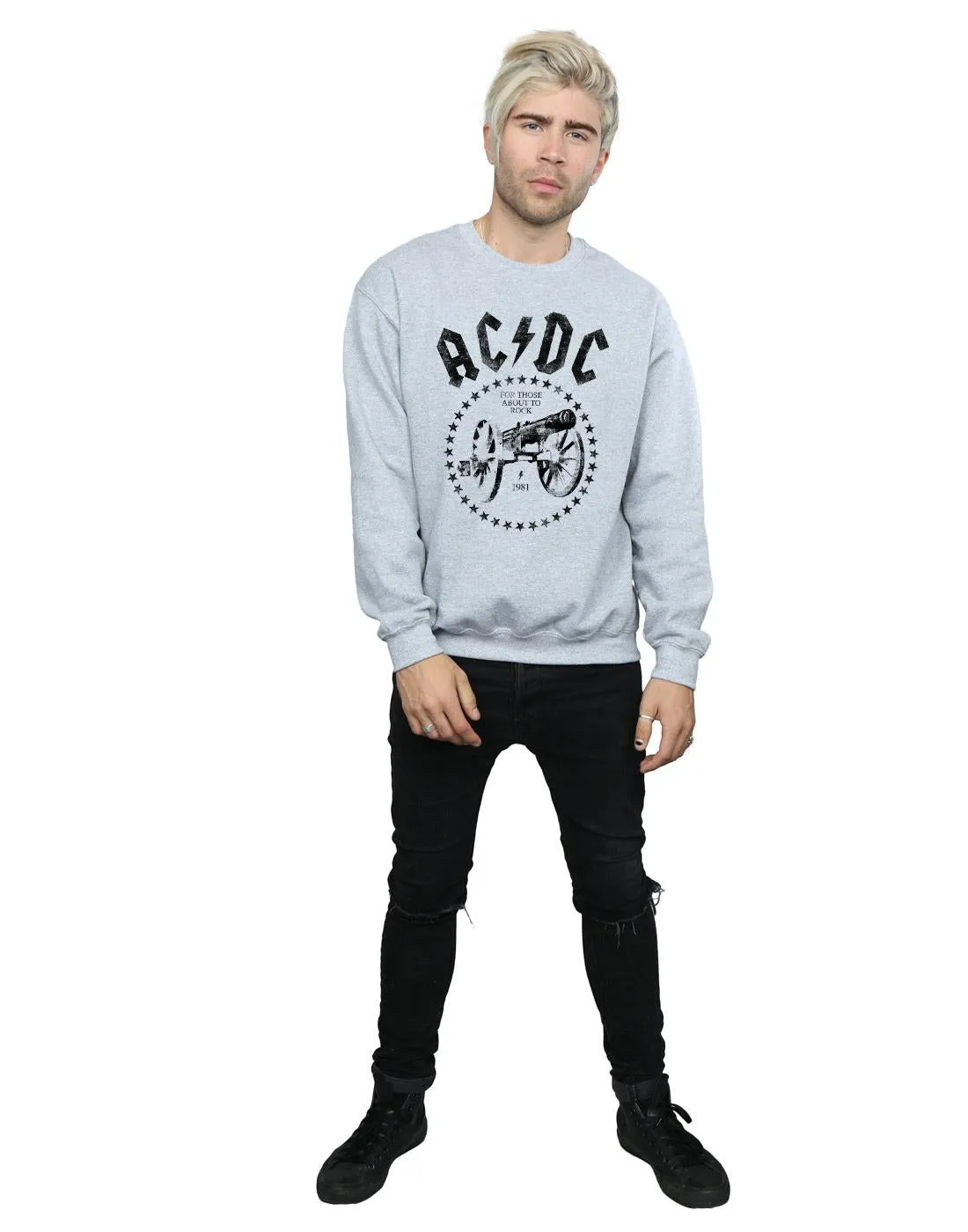 AC/DC Mens We Salute You Cannon Cotton Sweatshirt