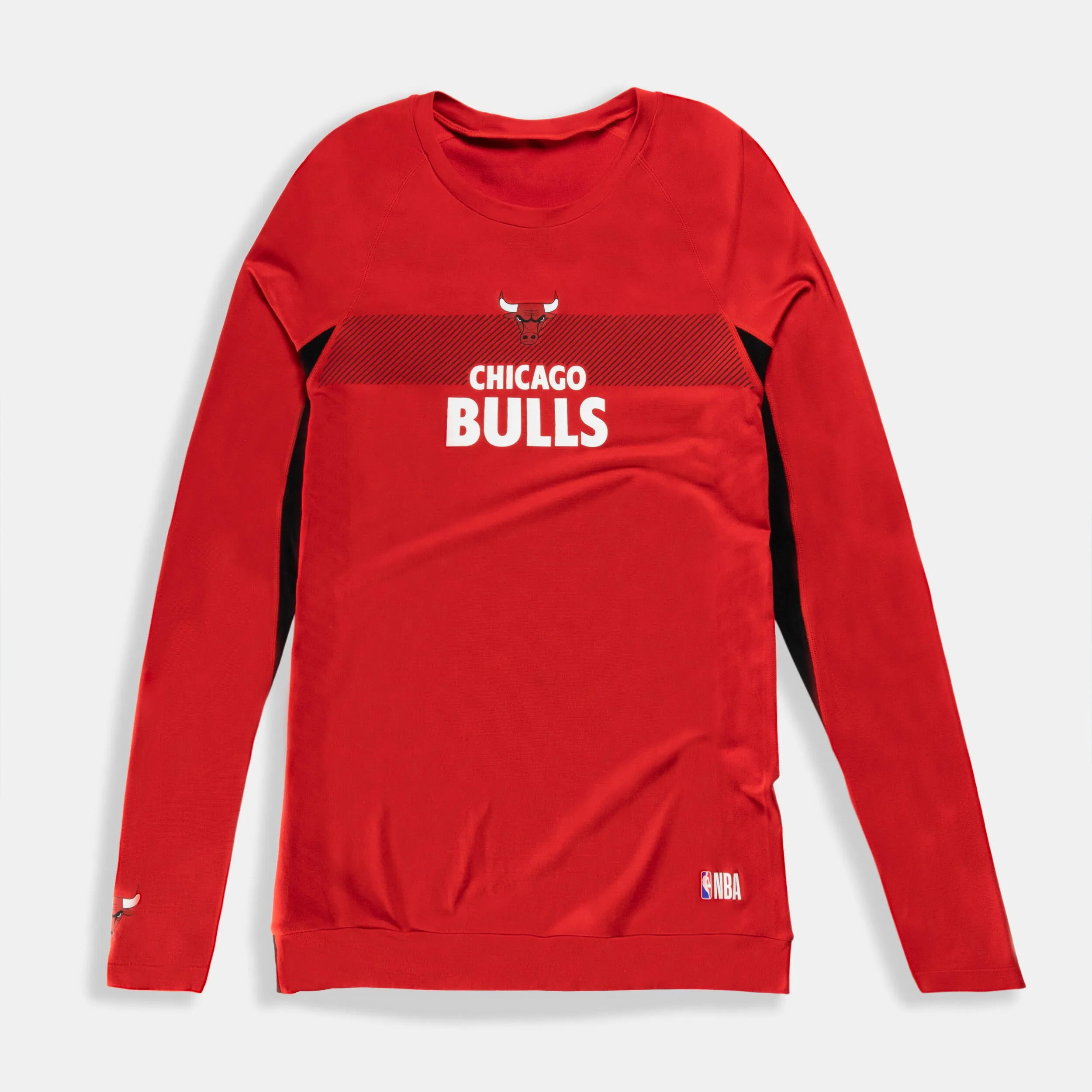 Basketball T-shirt functional with long sleeves UT500 NBA Chicago Bulls women's/men's red TARMAK , cherry/black