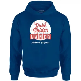 Duke Snider Lanes - Fallbrook, CA - Vintage Bowling Alley - Unisex Hoodie