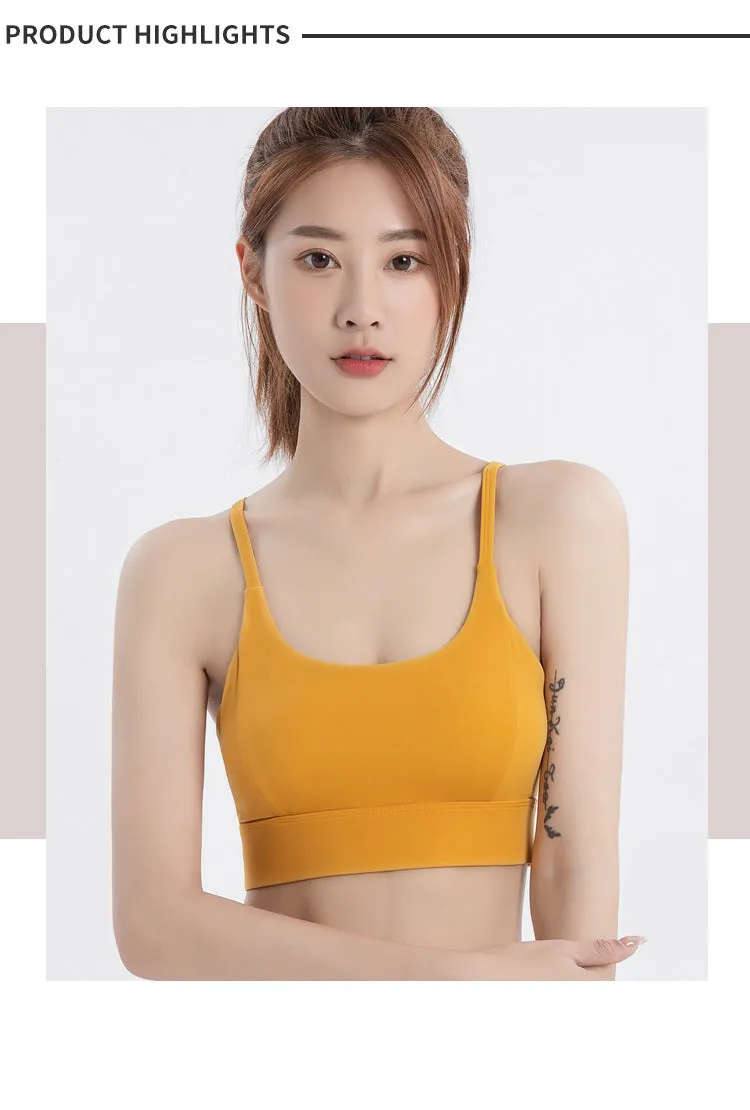 High Strength Hollow Beauty Back Fitness Bra Custom Logo Women Shockproof Running Naked Sense Sports Breathable Yoga Bra