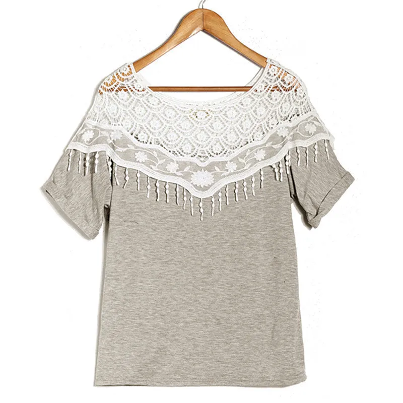 New Blusas Femininas Casual Summer Tops Women Hollow Crochet Shawl Collar Lace Top Blouse Shirt Clothing