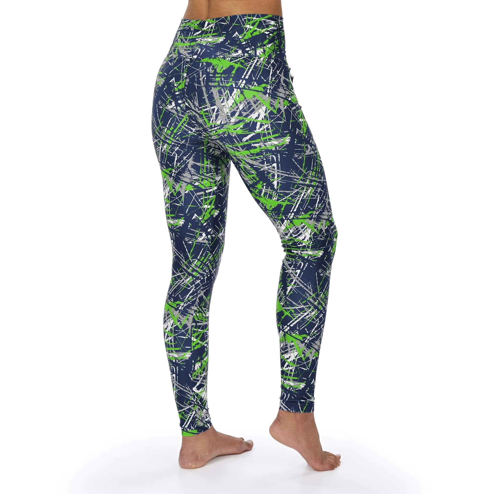 Officially Licensed Zubaz Women's NFL NFL Women's Firework Legging, Seattle Seahawks, Size Large