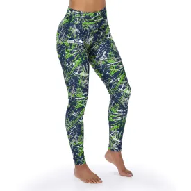 Officially Licensed Zubaz Women's NFL NFL Women's Firework Legging, Seattle Seahawks, Size Large