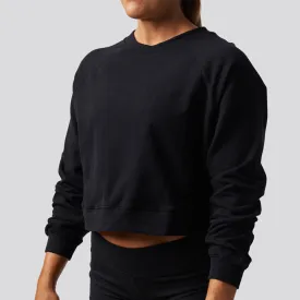 Unmatched Cropped Crew Sweatshirt (Black)