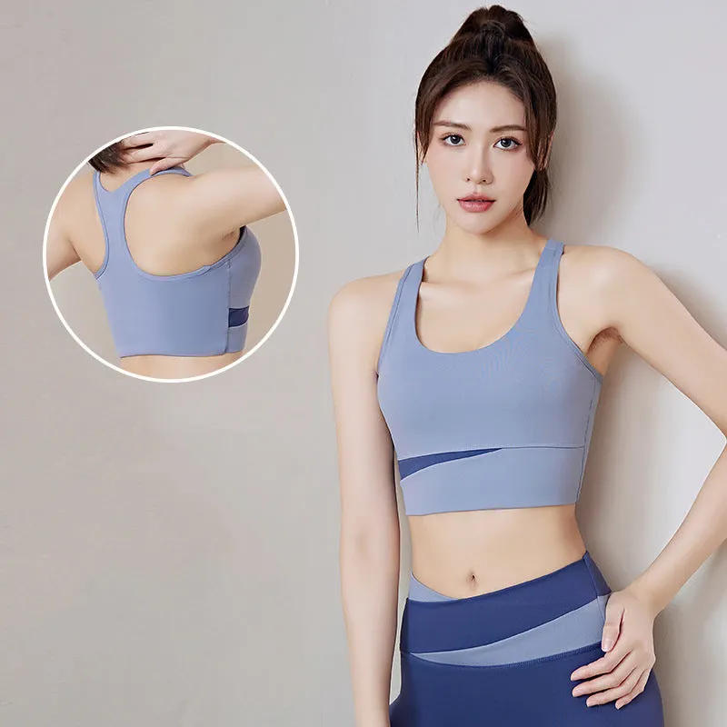 Women Detachable Chest Pad U-neckline Underwear Fitness Yoga Quick drying High Strength U Neck Shock-proof Sports Bra